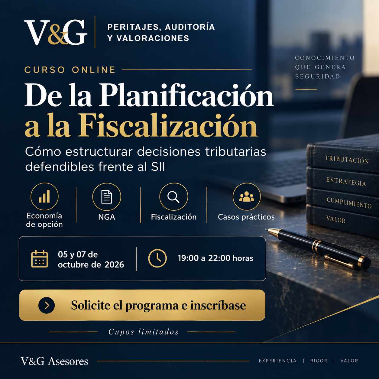 Curso online De la Planificación a la Fiscalización, 05 y 07 de octubre de 2026, 19:00 a 22:00 horas